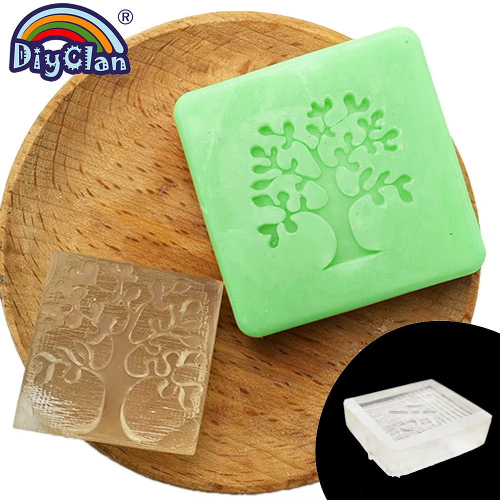 Heart Tree Design Handmade White Resin Soap Stamp Stamping Soap Mold Craft Drop Soap Chapter