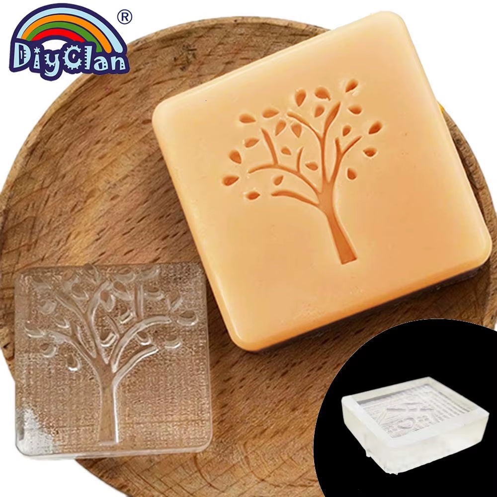 Heart Tree Design Handmade White Resin Soap Stamp Stamping Soap Mold Craft Drop Soap Chapter