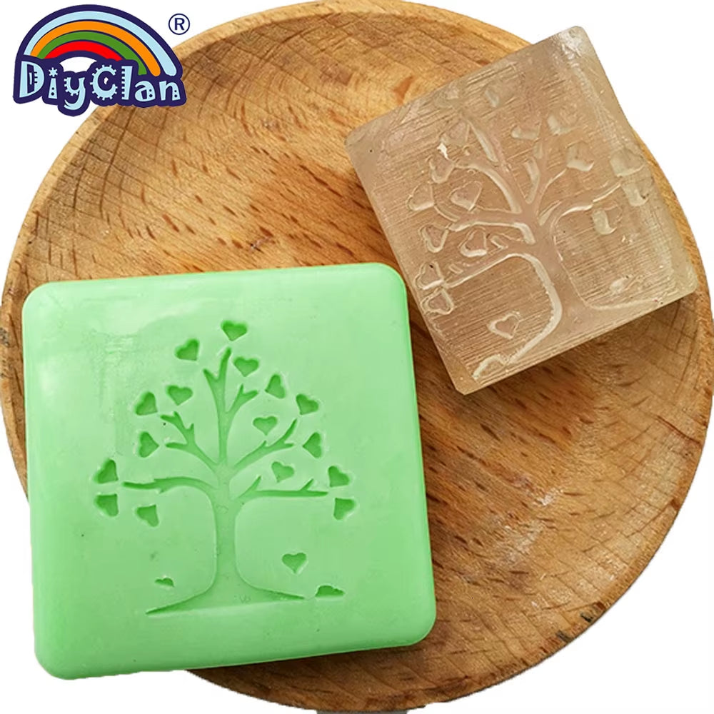 Heart Tree Design Handmade White Resin Soap Stamp Stamping Soap Mold Craft Drop Soap Chapter