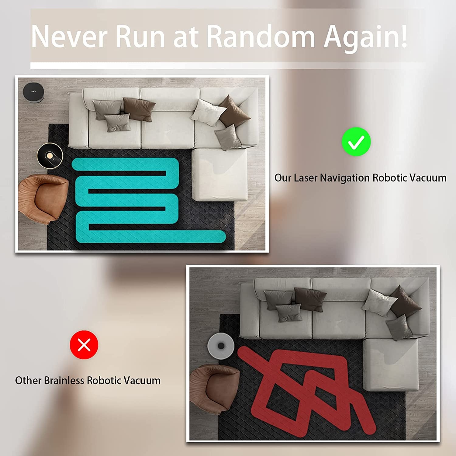 V980Plus Robot Vacuum Cleaner with Self-Emptying Dustbin - Lidar Navigation Robotic Vacuums Multi-Floor Mapping 2700Pa Strong Suction with No-Go Zones 190 Mins Runtime for Pet Hair