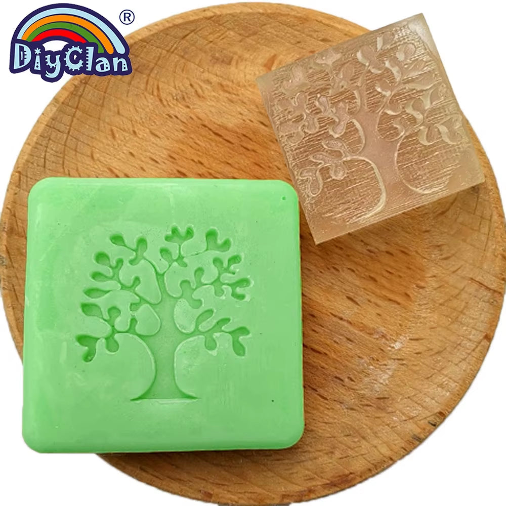 Heart Tree Design Handmade White Resin Soap Stamp Stamping Soap Mold Craft Drop Soap Chapter
