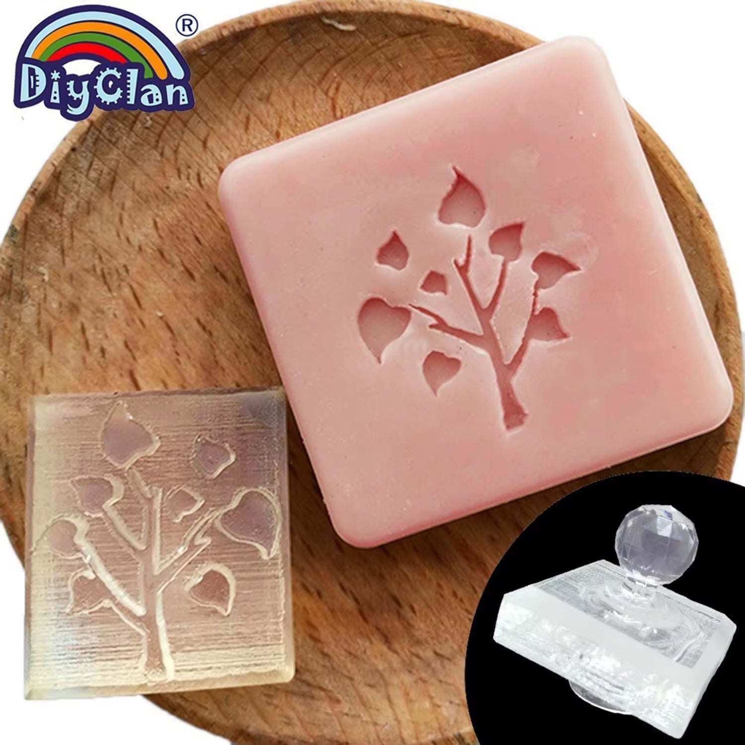 Heart Tree Design Handmade White Resin Soap Stamp Stamping Soap Mold Craft Drop Soap Chapter