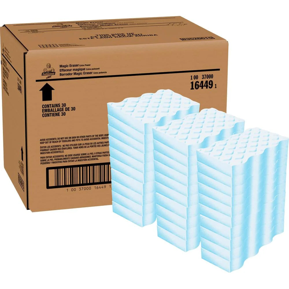 Extra Durable Magic Eraser Cleaning Pads - for Wall, Floor, Baseboard, Blinds, Door, Stove Top, Refrigerator, Switch Plate - 30 / Carton - Disposable, Chemical-Free - Blue, White
