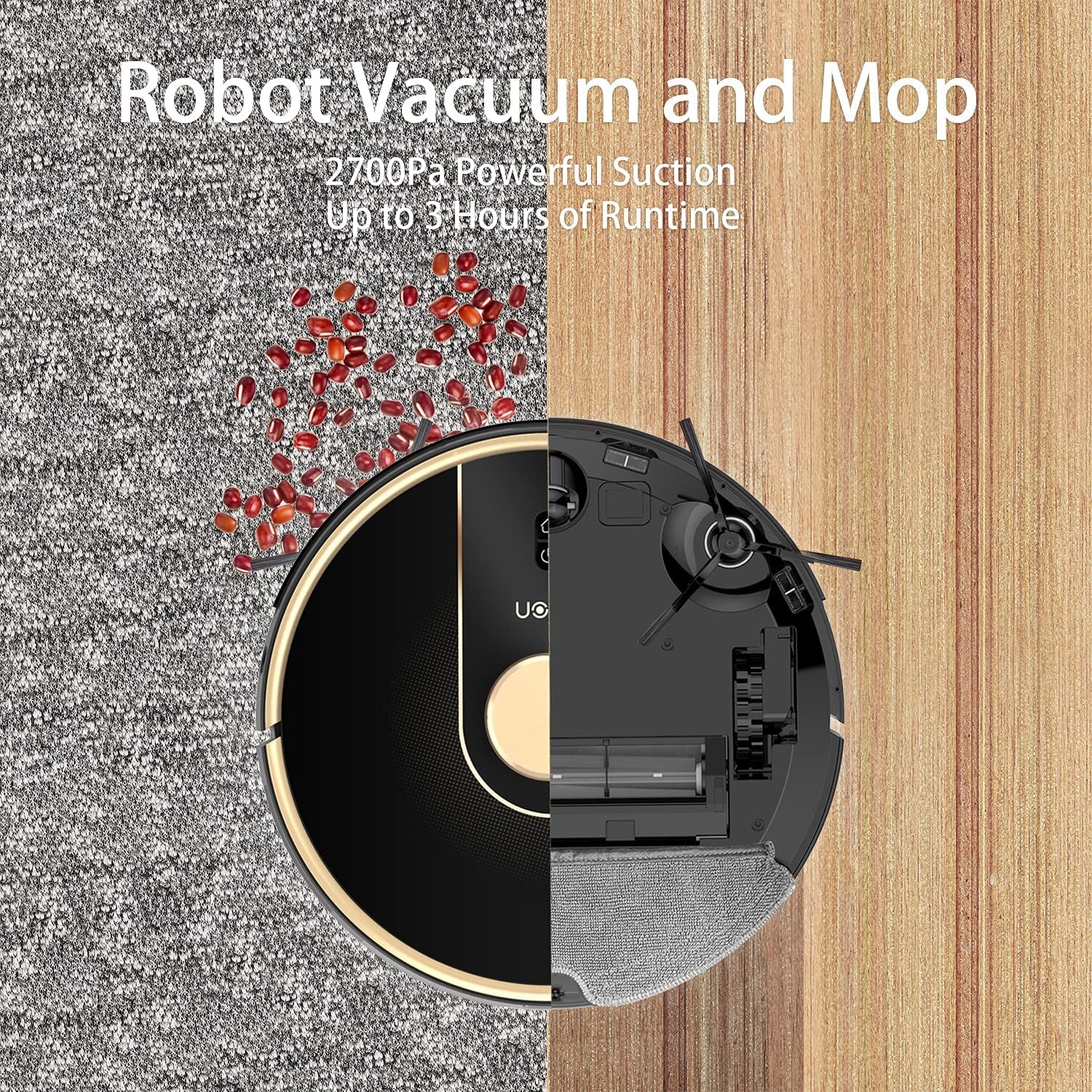 V980Plus Robot Vacuum Cleaner with Self-Emptying Dustbin - Lidar Navigation Robotic Vacuums Multi-Floor Mapping 2700Pa Strong Suction with No-Go Zones 190 Mins Runtime for Pet Hair