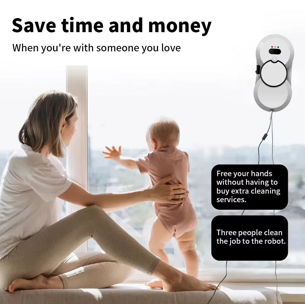 Water Spray Window Cleaning Robot High Suction Smart Electric Window Vacuum Cleaner Double-Sided Glass Cleaning Robot