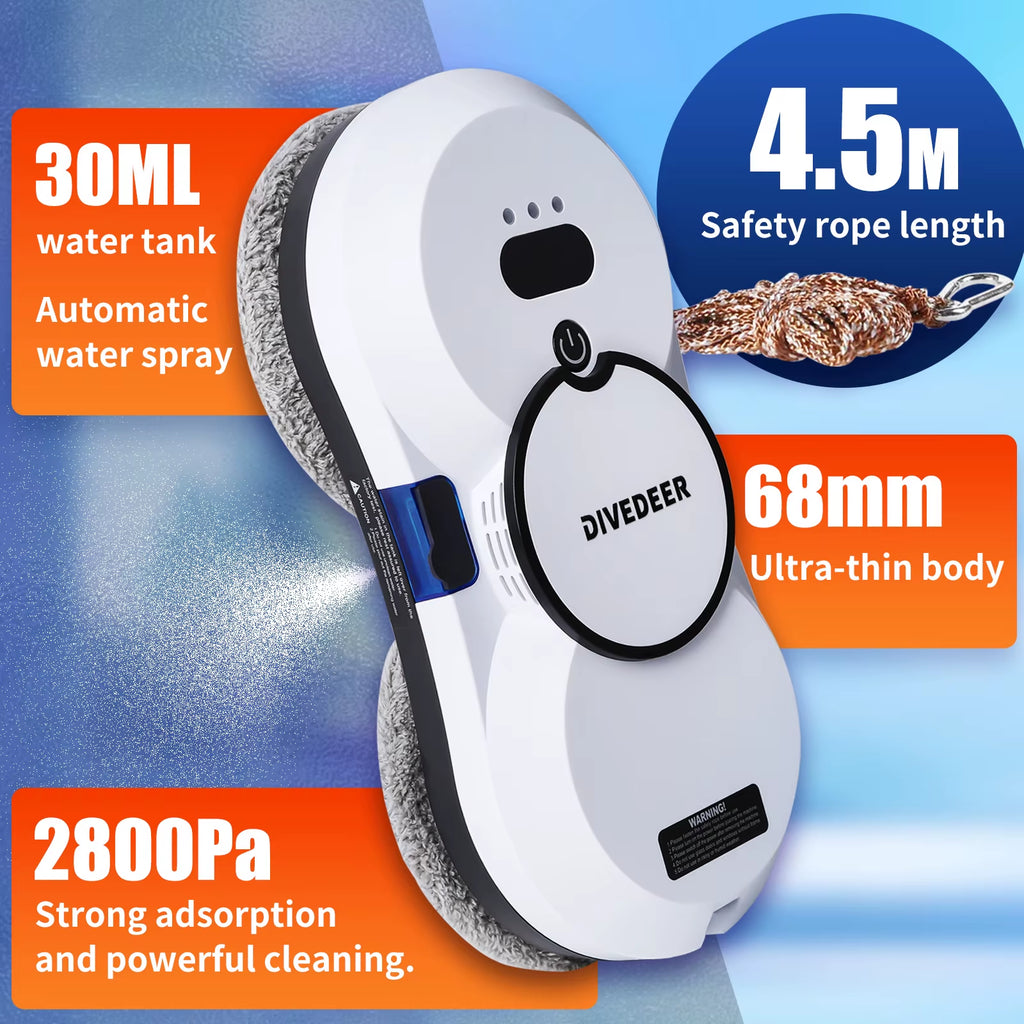 Water Spray Window Cleaning Robot High Suction Smart Electric Window Vacuum Cleaner Double-Sided Glass Cleaning Robot