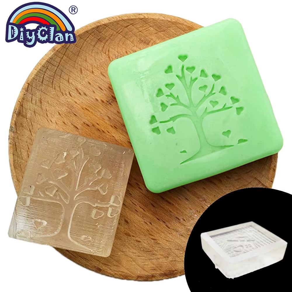 Heart Tree Design Handmade White Resin Soap Stamp Stamping Soap Mold Craft Drop Soap Chapter