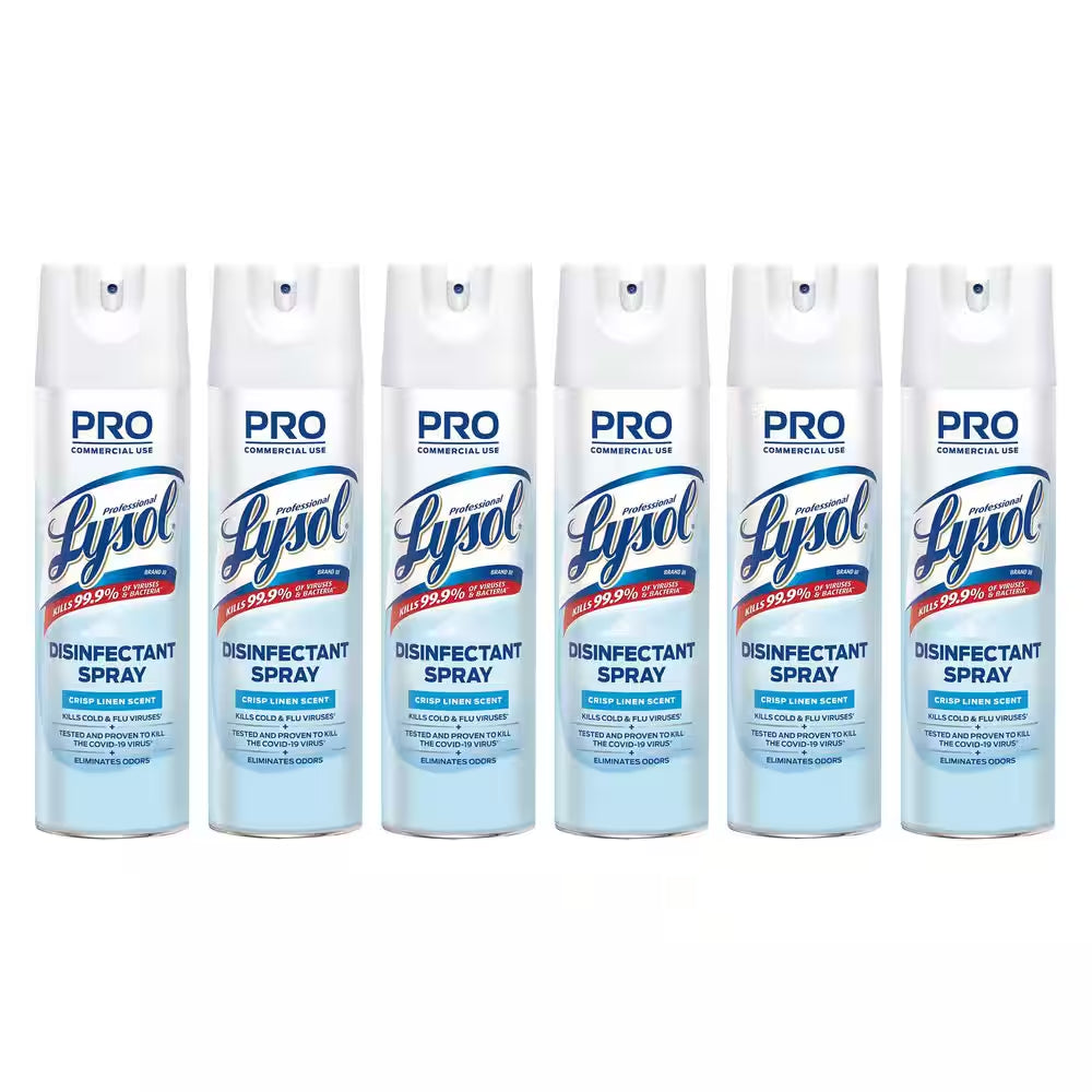Disinfectant Spray, Household Cleaning Supplies, Antibacterial & Sanitizer, Deodorizer, Crisp Linen 19Oz (6-Pack)
