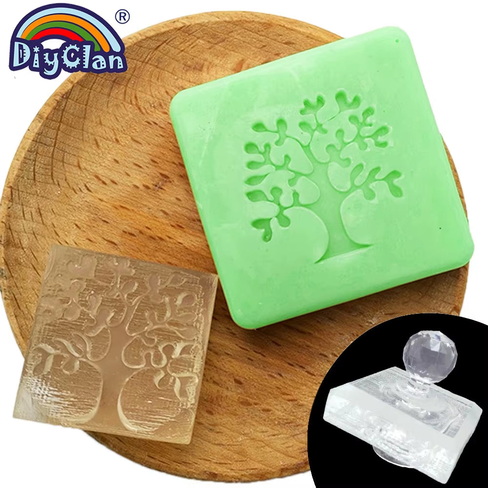 Heart Tree Design Handmade White Resin Soap Stamp Stamping Soap Mold Craft Drop Soap Chapter