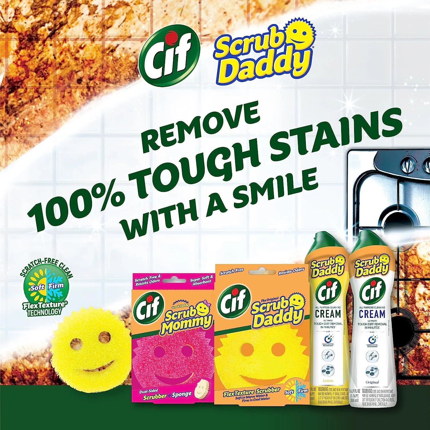 Multi Surface Household Cream, 2 Sponges and 1 All Purpose Cleaning Cream