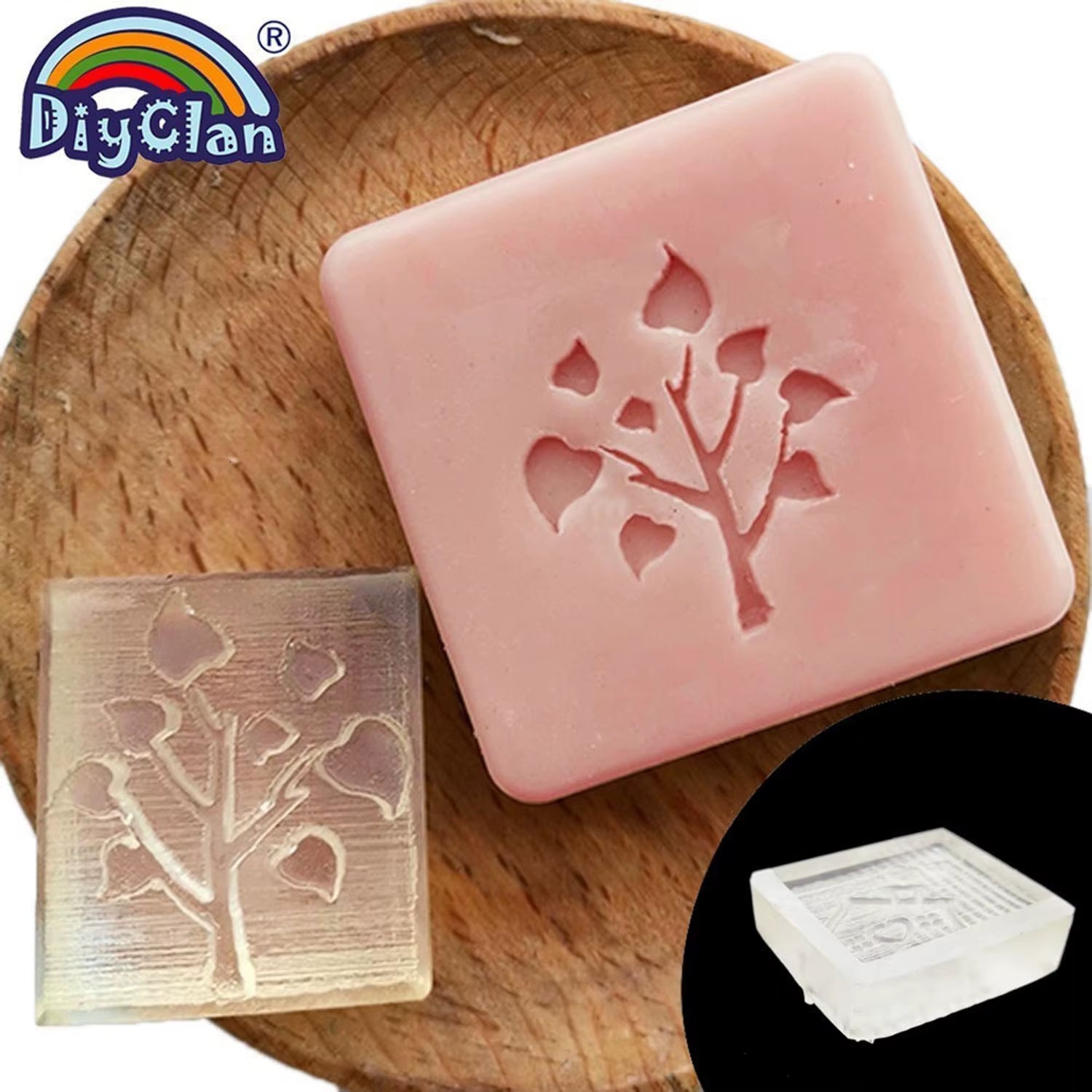 Heart Tree Design Handmade White Resin Soap Stamp Stamping Soap Mold Craft Drop Soap Chapter