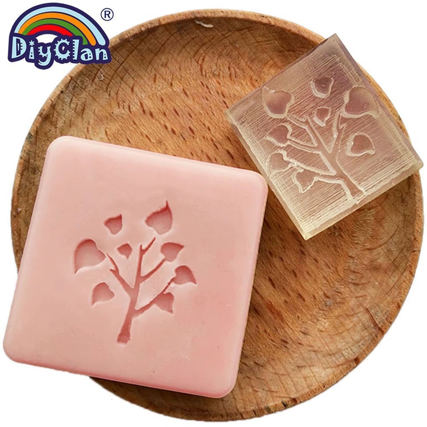 Heart Tree Design Handmade White Resin Soap Stamp Stamping Soap Mold Craft Drop Soap Chapter