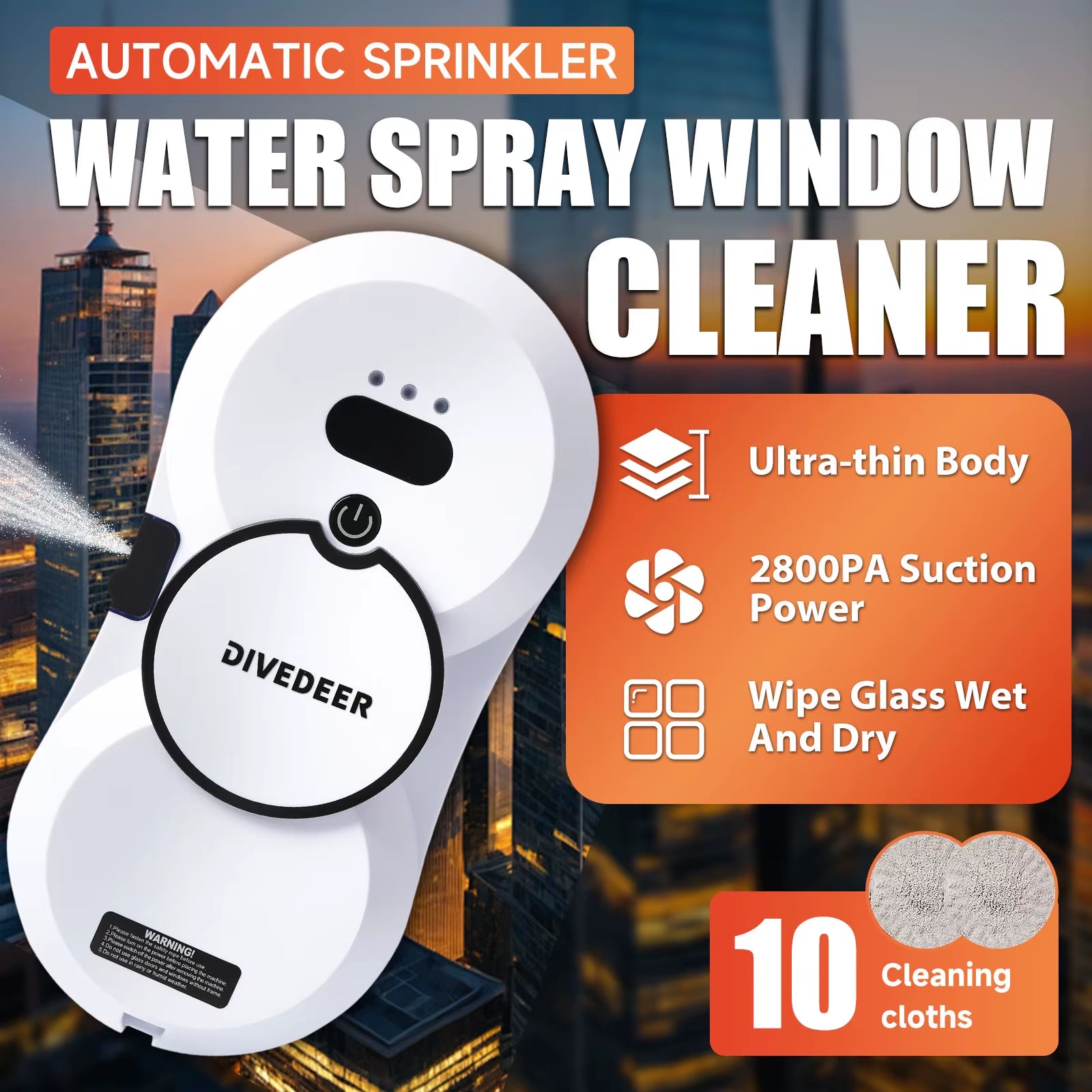 Water Spray Window Cleaning Robot High Suction Smart Electric Window Vacuum Cleaner Double-Sided Glass Cleaning Robot