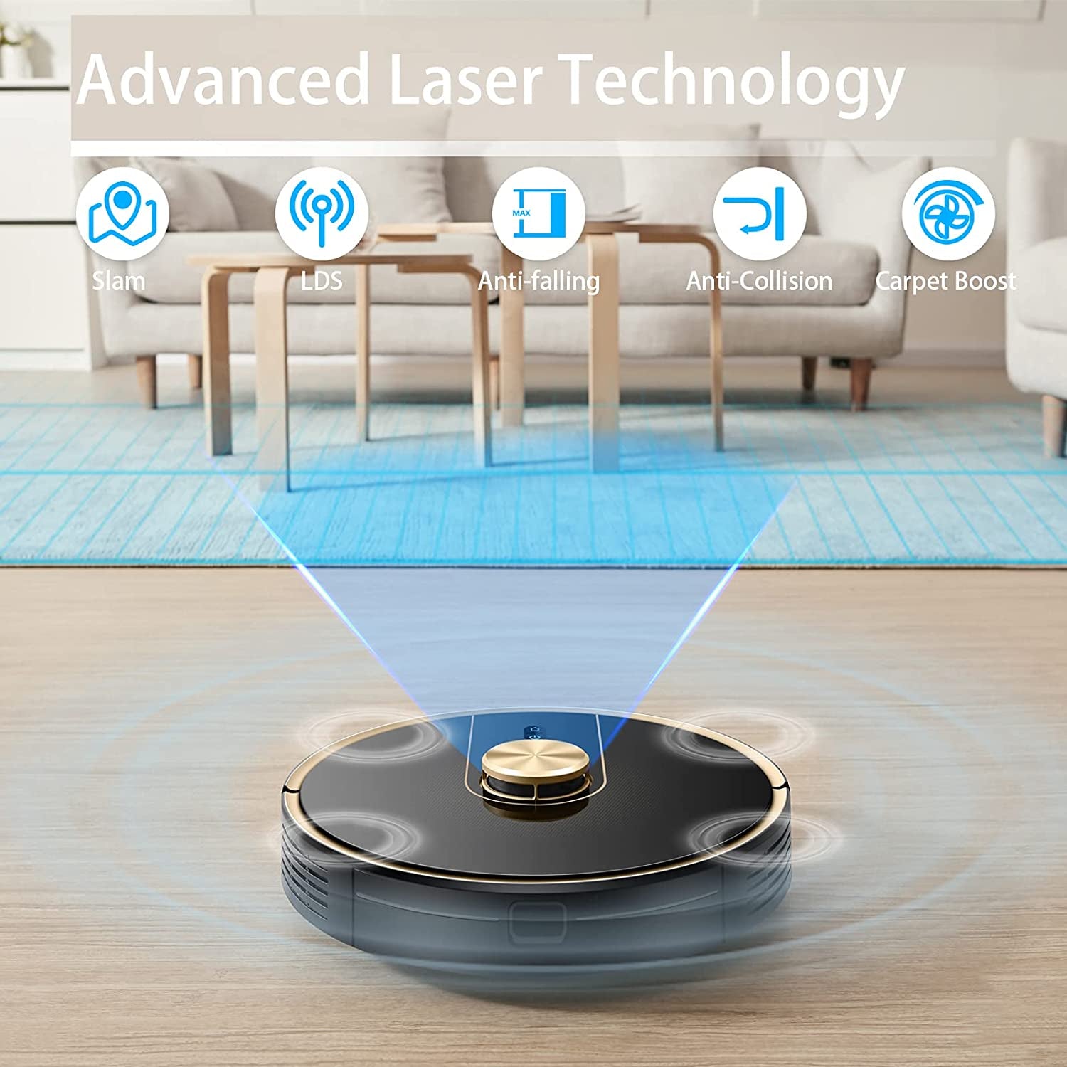 V980Plus Robot Vacuum Cleaner with Self-Emptying Dustbin - Lidar Navigation Robotic Vacuums Multi-Floor Mapping 2700Pa Strong Suction with No-Go Zones 190 Mins Runtime for Pet Hair