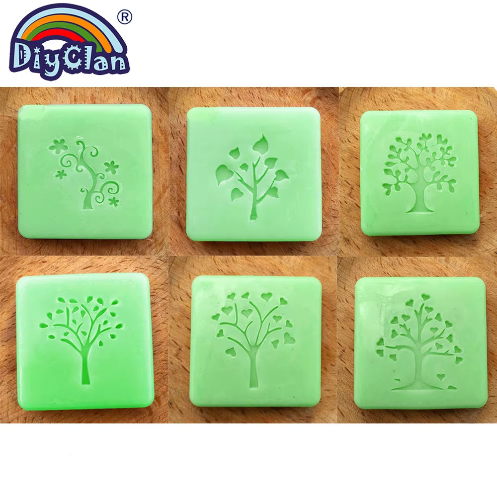 Heart Tree Design Handmade White Resin Soap Stamp Stamping Soap Mold Craft Drop Soap Chapter
