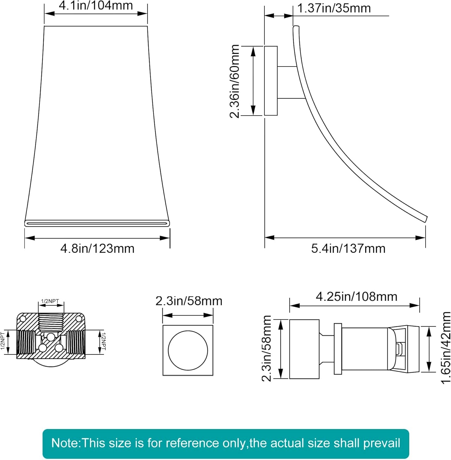 Single Handle Wall Mount Bathroom Sink Faucet, Brushed Gold Waterfall Modern Tub Faucet Set, Waterfall Spout