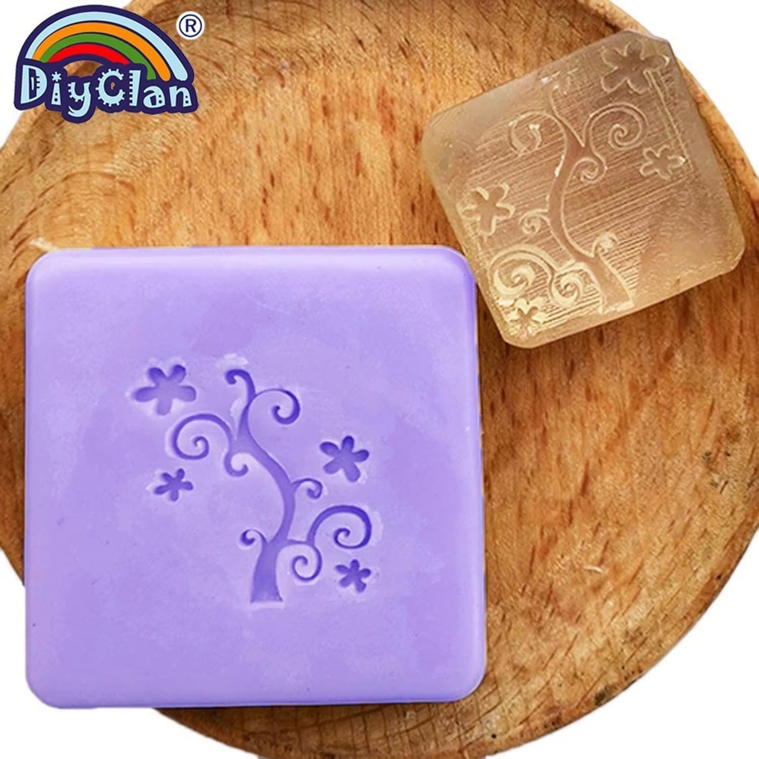 Heart Tree Design Handmade White Resin Soap Stamp Stamping Soap Mold Craft Drop Soap Chapter