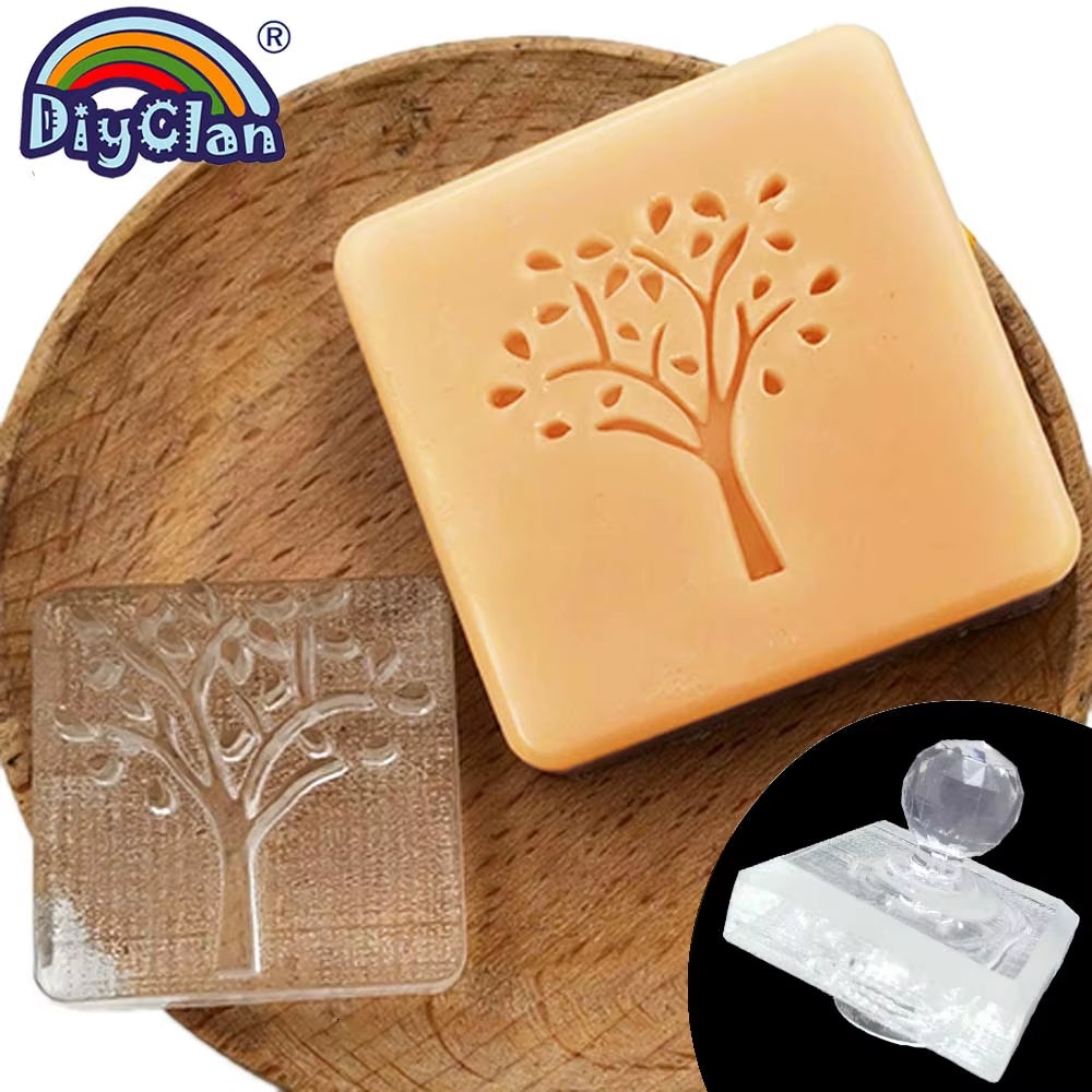 Heart Tree Design Handmade White Resin Soap Stamp Stamping Soap Mold Craft Drop Soap Chapter
