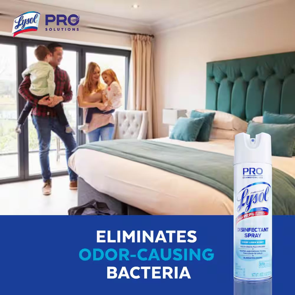 Disinfectant Spray, Household Cleaning Supplies, Antibacterial & Sanitizer, Deodorizer, Crisp Linen 19Oz (6-Pack)